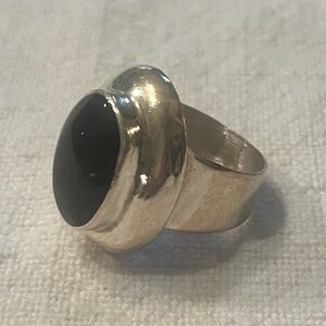 Sterling silver ring with black stone
